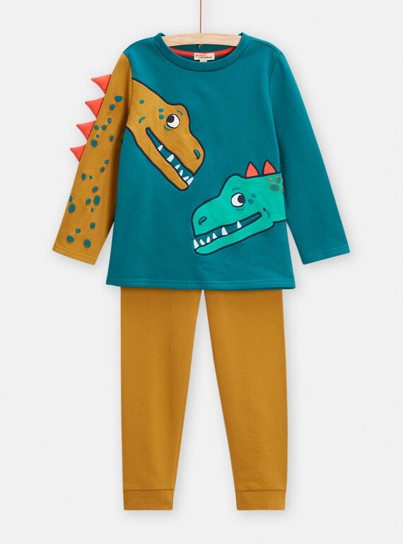 Pijama marrón con estampado y dibujo de dinosaurios para niño TEGOPYJDIN / 24SH1246PYJ209