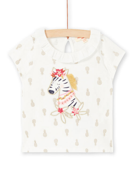 Camiseta de color crudo con estampado de piñas para bebé niña LITERBRA / 21SG09V1BRA001