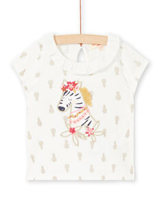 Camiseta de color crudo con estampado de piñas para bebé niña LITERBRA / 21SG09V1BRA001