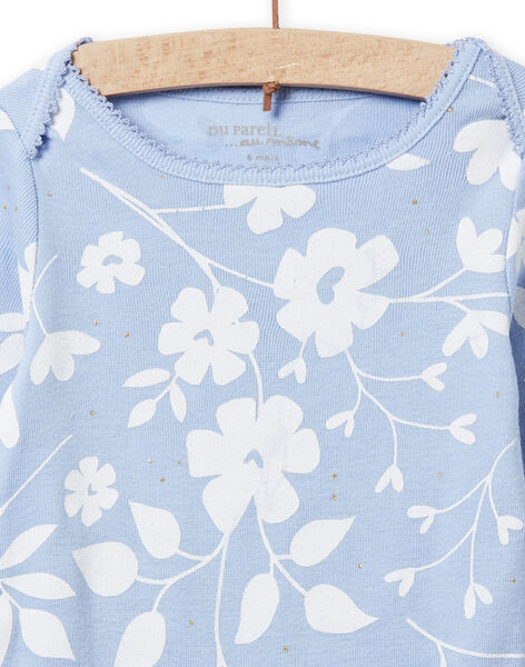 Body azul y blanco con estampado floral para bebé niña NEFIBODLIB / 22SH13I6BDLC218