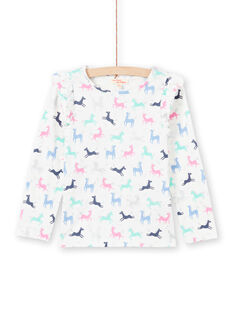 Camiseta de color crudo y rosa con estampado de unicornio para niña MAPLATEE3 / 21W901O2TML001