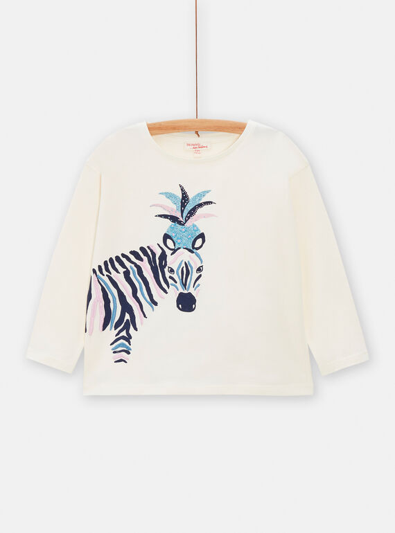 Camiseta de color crudo con estampado de cebra para niña TADETEE2 / 24S901J1TML001