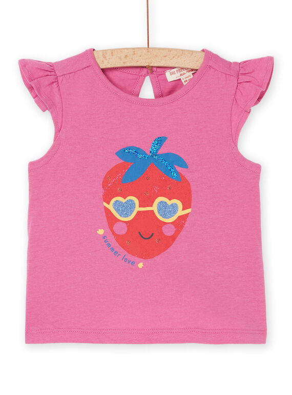 Camiseta de tirantes rosa con estampado de fresa RIPOPDEB / 23SG09X1DEBH709