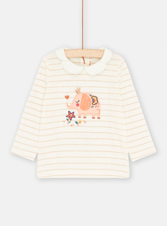 Camiseta de color crudo con estampado de rayas SICOUBRA2 / 23WG09L2BRA001