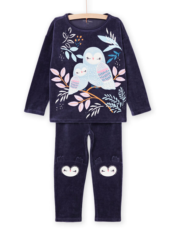 Pijama de terciopelo con estampado de lechuza PEFAPYJOWL / 22WH1136PYJ070