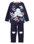 Pijama de terciopelo con estampado de lechuza PEFAPYJOWL / 22WH1136PYJ070