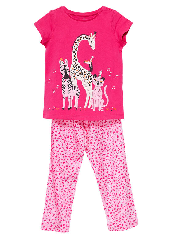 Pijama de punto de color rosa y parte de abajo de viscosa para niña JEFAPYJSAV / 20SH1123PYJF507