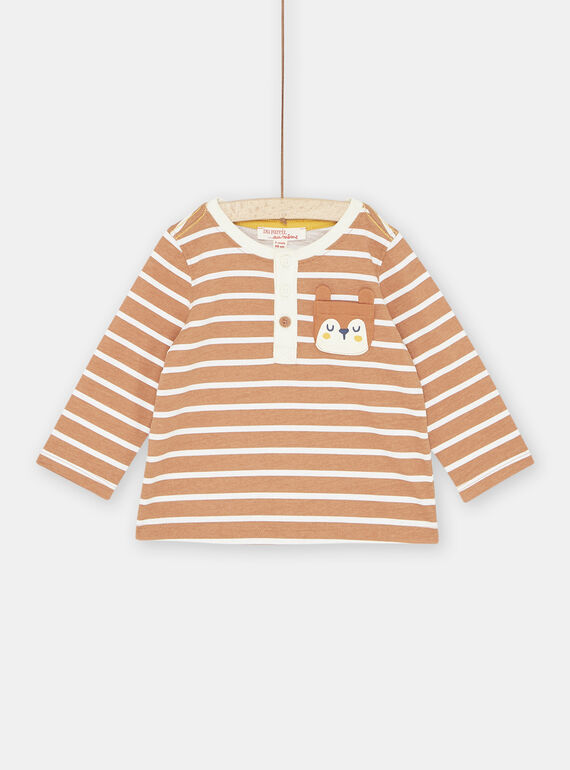 Camiseta color teja y blanco de rayas para bebé niño SUJOTUN2 / 23WG10B4TML403