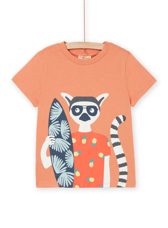 Camiseta de color albaricoque con estampado de lémur ROJOTI5 / 23S902Z3TMC406