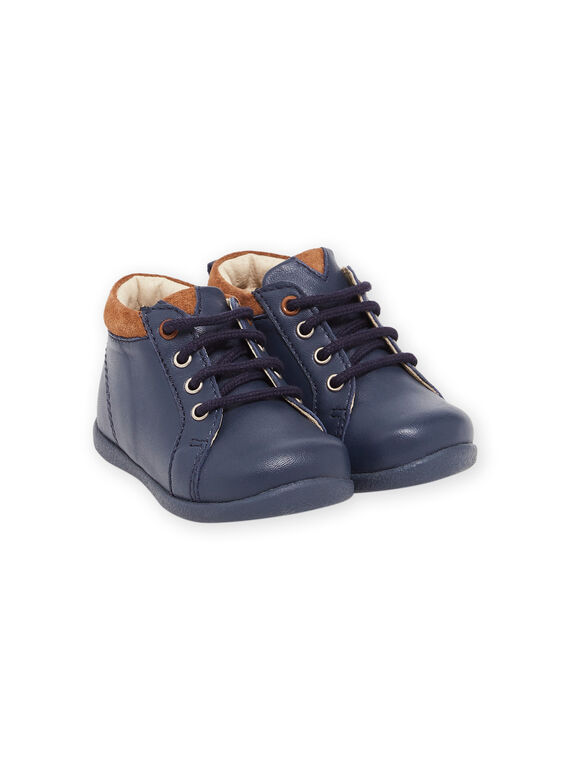 Botitas de piel lisa azul marino con suela fina PUBOTICHIC / 22XK3873D0F070