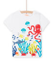 Camiseta blanca con estampado de fondo marino para niño NOFICTI2 / 22S902U5TMC000