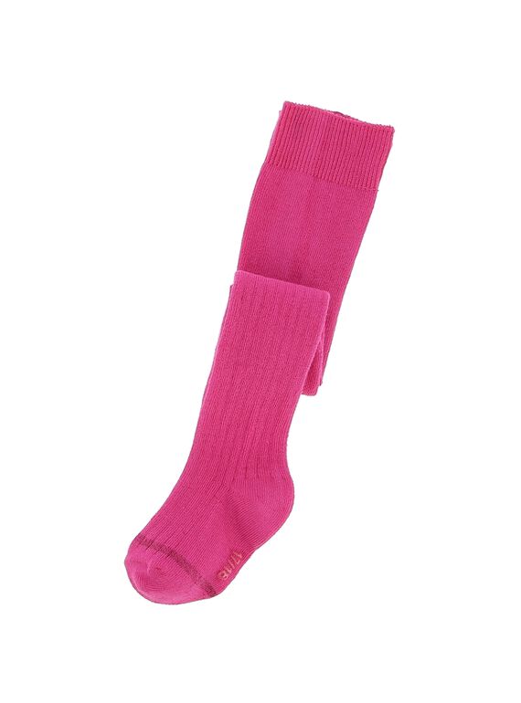Baby girls' pink ribbed tights DYIJOCOL10 / 18WI09J5COL302