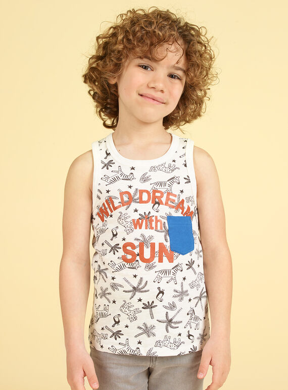 Camiseta de tirantes de color crudo y negro, para niño LOTERDEB / 21S902V1DEB001