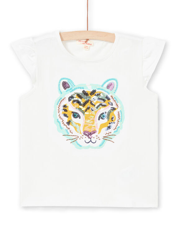 Camiseta de manga corta con estampado de cara de tigre para niña LAVERTI4 / 21S901Q4TMC001