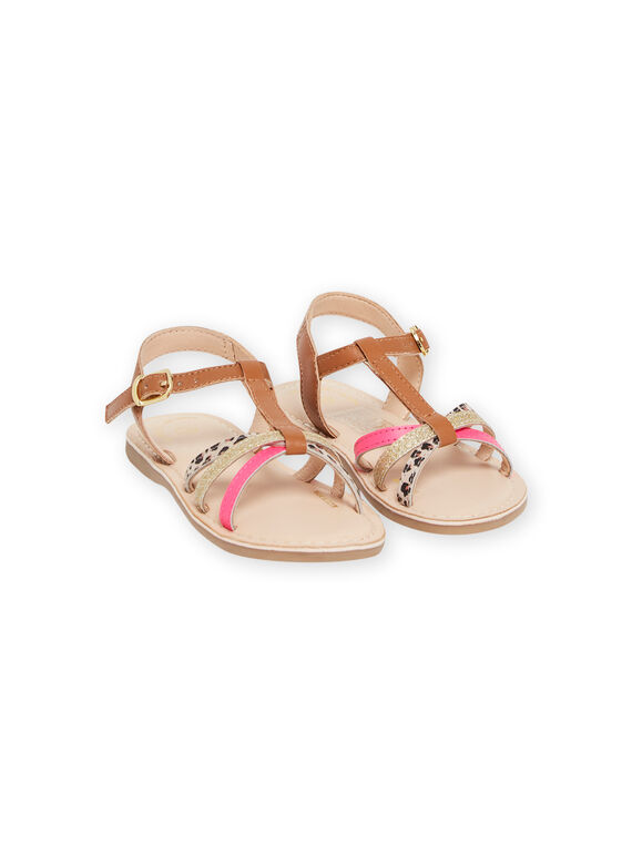 Sandalias romanas con tira con estampado de leopardo para niña NASANDPAULINE / 22KK354ID0E804