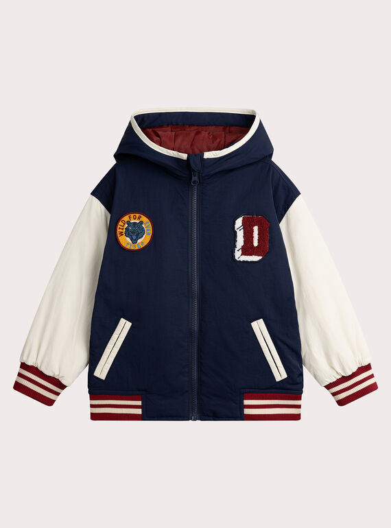 Chaqueta estilo teddy con capucha para niño  VOGROBLOU3 / 24W902E1BLO705
