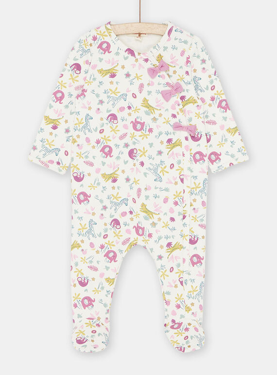 Pelele de color crudo con estampado de selva para bebé niña SEFIGREPAN / 23WH1333GRE001