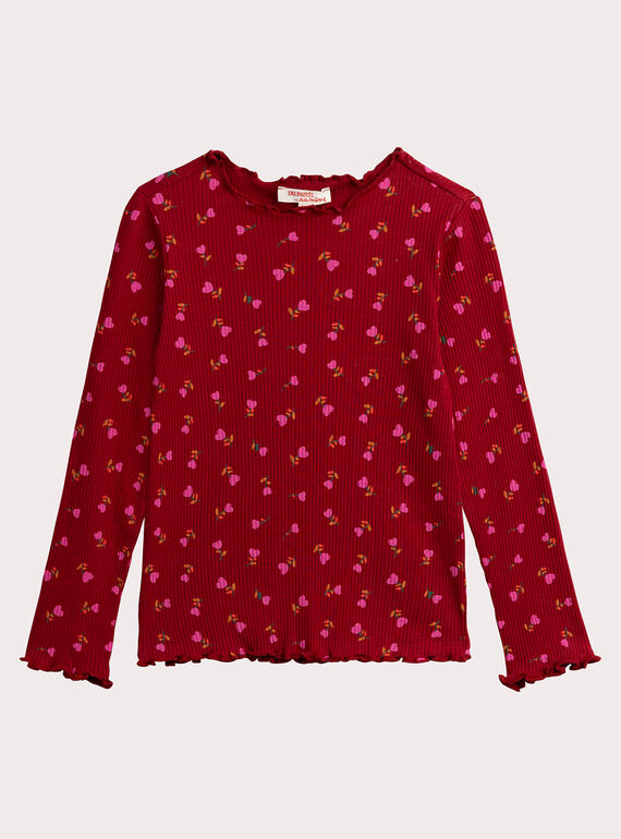 Camiseta con estampado de flores de corazón para niña  VAJOUTEE3 / 24W901J2TMLF529