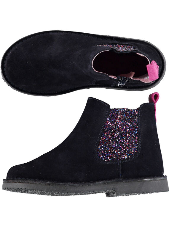 Botas chelsea de piel de serraje de color azul marino para niña GFBOOTMAR / 19WK35IDD0D070