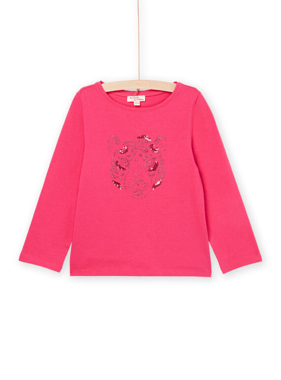 Camiseta rosa de manga larga con dibujo de tigre PAJOYTEE7 / 22W901BATMLD320