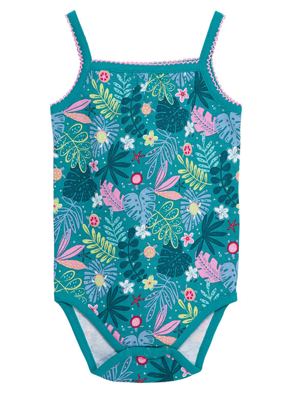 Body de tirantes de color turquesa para bebé niña JEFIBODAOP2 / 20SH13V5BDL621