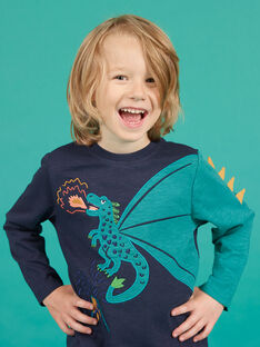 Camiseta azul marino bordado para niño MOTUTEE4 / 21W902K4TML705