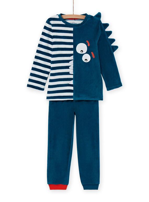 Pijama de color azul fosforescente con estampado de cocodrilo para niño MEGOPYJVER / 21WH1231PYJC225