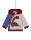 Cárdigan con capucha tricolor, con estampado de dinosaurio, para bebé niño MUPAGIL / 21WG10H1GIL943