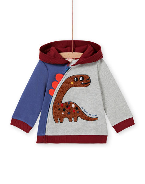 Cárdigan con capucha tricolor, con estampado de dinosaurio, para bebé niño MUPAGIL / 21WG10H1GIL943