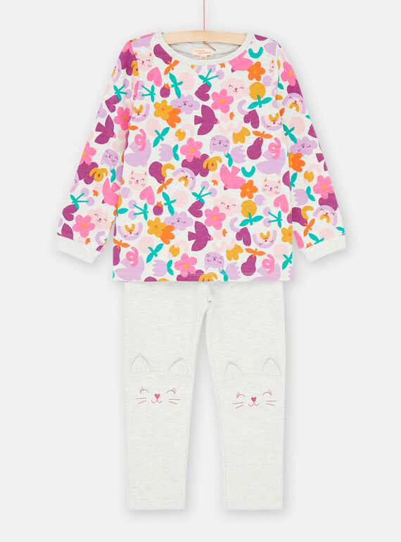 Pijama gris con estampado de fantasía para niña SEFAPYJFRU / 23WH1141PYJJ920