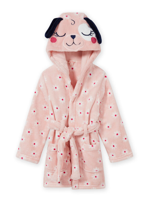 Bata rosa con estampado floral y detalle de perro para niña MEFAROBDOG / 21WH1181RDC307