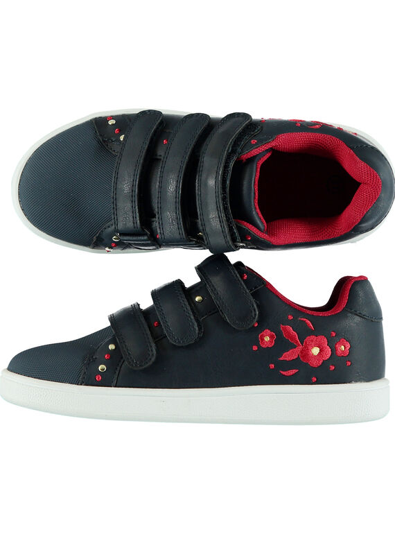 Zapatillas de color azul marino con bordado para niña GFBASBRODE / 19WK35I3D3F070
