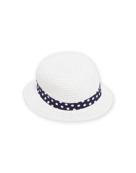 Sombrero de color crudo con lazo de lunares para bebé niña NYISOCHA1 / 22SI09Q1CHA001