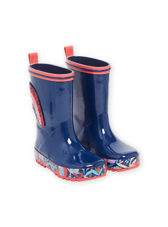 Botas de agua de color azul marino con parche de arcoíris con brillo RAPLUIGLIT / 23KK3511D0C070