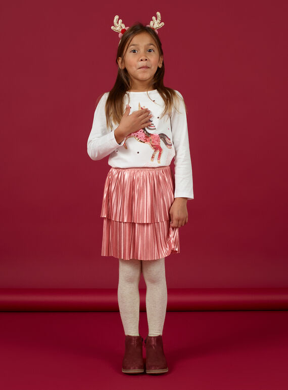 Falda rosa plisada metalizada para niña MANOJUP1 / 21W901Q2JUP303