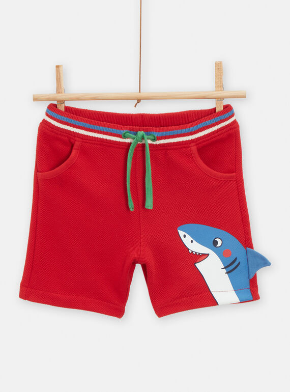 Short de color rojo con dibujo de tiburón para bebé niño TUCLUBER1 / 24SG10O1BER505
