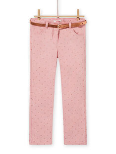 Pantalón de color rosa viejo de lunares para niña MASAUPANT2 / 21W901P1PAN303