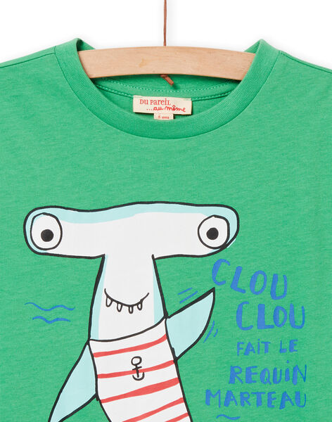 Camiseta verde con estampado de tiburón martillo para niño NOJOTI7 / 22S902C3TMC617
