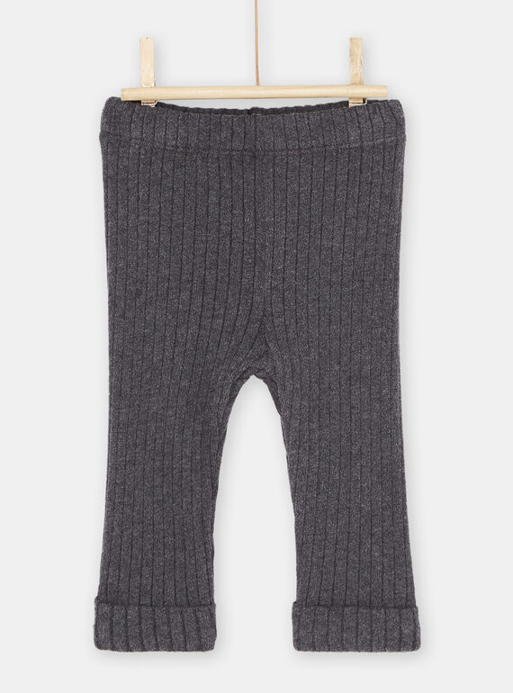 Leggings antracita de canalé para bebé niña SYIJOLEGCO3 / 23WI09B5CAL944