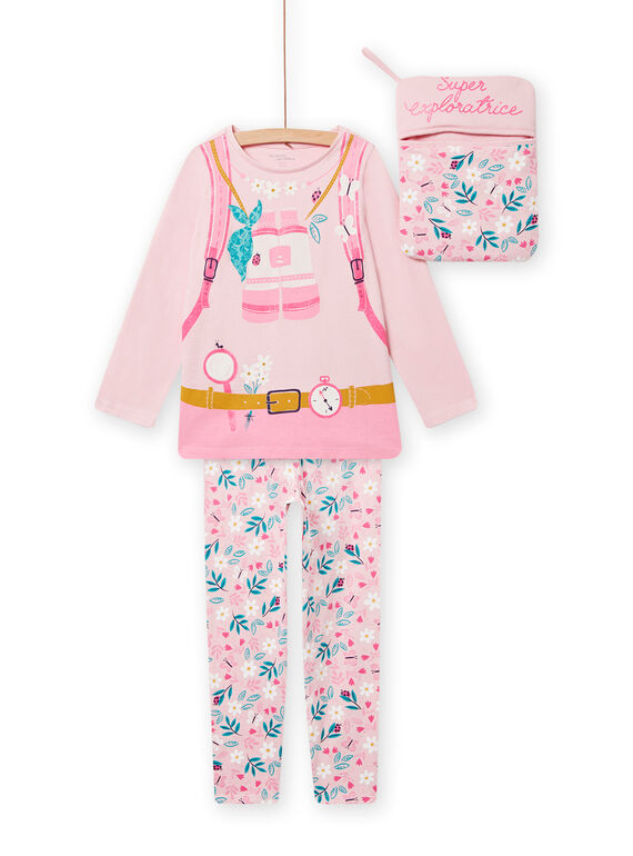Pijama de color rosa claro con estampado de super exploradora para niña NEFAPYJPLO / 22SH11F1PYG321