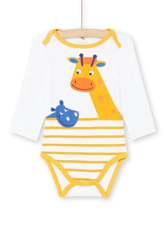 Body blanco y amarillo de rayas para bebé niño MEGABODHIP / 21WH14B6BDL000