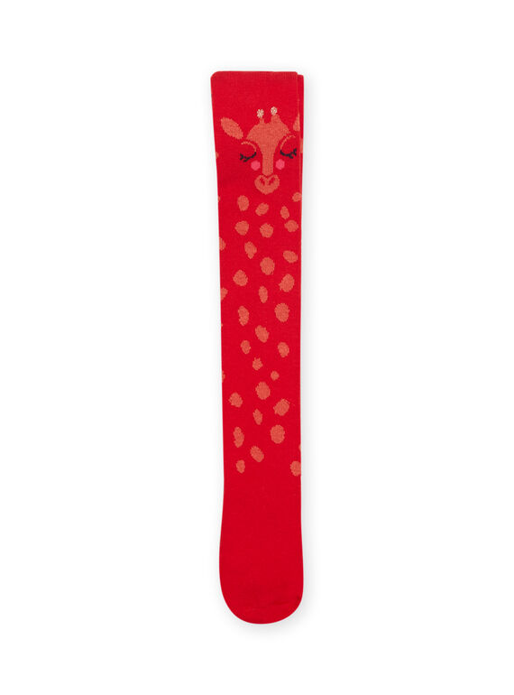 Leotardos de color rojizo con estampado de jirafa para niña MYACOMCOL / 21WI01L1COL408