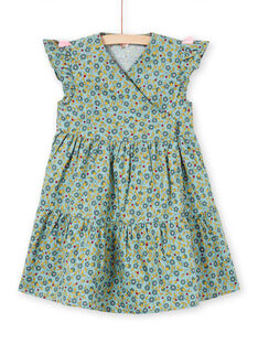 Vestido caqui de manga corta con estampado floral para niña MAKAROB2 / 21W901I1ROB612