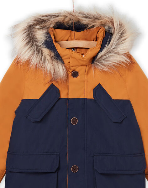 Parka bicolor con capucha con terminación de pelo artificial con chaqueta interior POGROPAR2 / 22W902F1PAR804