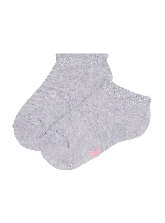 Calcetines cortos de color gris jaspeado con reborde de lúrex para niña JYAESCHOS2 / 20SI0164SOQ943