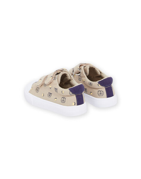 Zapatillas de tela beige con estampado de tigres y leones RUTOILAOP / 23KK3873D16080