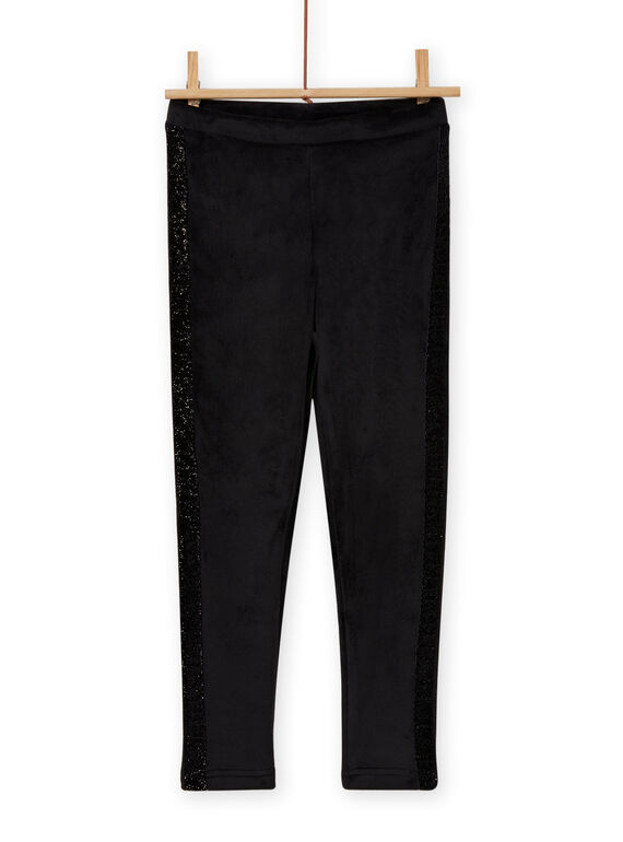 Leggings de color negro liso de terciopelo para niña MAJOLEG6 / 21W901N9PAN090