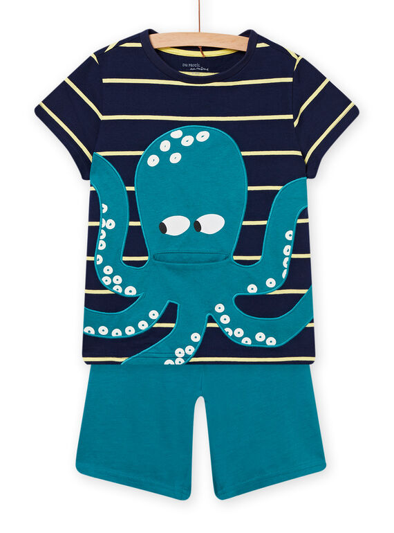 Pijama de camiseta y short azul noche para niño NEGOPYCPIEU / 22SH12HCPYJ705
