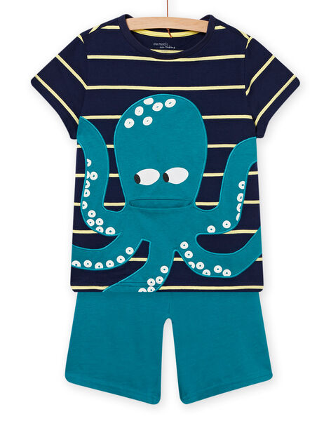 Pijama de camiseta y short azul noche para niño NEGOPYCPIEU / 22SH12HCPYJ705