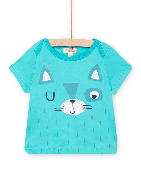 Camiseta de manga corta de color turquesa para bebé niño NUJOTI4 / 22SG10C1TMC202